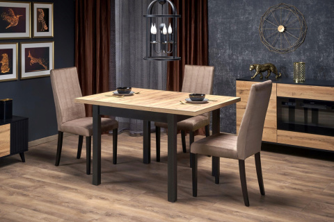 HALMAR stół TIAGO KWADRAT rozkładany 90-125x90 blat: dąb craft nogi: czarny MDF laminowany obrzeża ABS do jadalni kuchni HALMAR stół TIAGO KWADRAT rozkładany 90-125x90 blat: dąb craft nogi: czarny MDF laminowany obrzeża ABS do jadalni kuchni