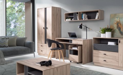 Wisząca półka do salonu Allmo Meblar AL11 Dąb estana Antracyt płyta laminowana do pokoju młodzieżowego dziecięcego Wisząca półka do salonu Allmo Meblar AL11 Dąb estana Antracyt płyta laminowana do pokoju młodzieżowego dziecięcego