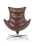 Halmar LUXOR fotel wypoczynkowy ciemny brązowy materiał: ekoskóra kompozytowa / stal nierdzewna