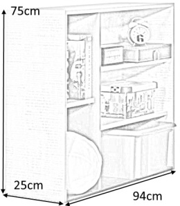 Meblar Dostawka do łóżka z półkami TABLO System TA12B - Grafit / Enigma meble młodzieżowe płyta laminowana obrzeża ABS Regał