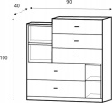 Meblar Meble młodzieżowe Komoda TABLO System TA7 - Grafit / Biały Lux / Atlantic płyta laminowana obrzeża ABS szuflady półki