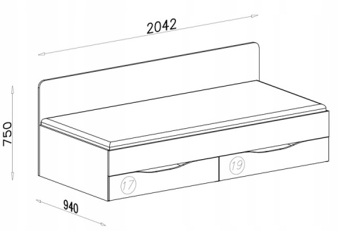 Meblar Łóżko z pojemnikiem TABLO System TA12A meble młodzieżowe - Grafit / Bialy Lux / Atlantic płyta laminowana obrzeża ABS Meblar Łóżko z pojemnikiem TABLO System TA12A meble młodzieżowe - Grafit / Bialy Lux / Atlantic płyta laminowana obrzeża ABS
