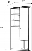 Meblar Regał TABLO System TA4 meble młodzieżowe - Grafit / Enigma płyta laminowana półki otwarte i zamknięte