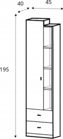 Meblar meble młodzieżowe Regał TABLO System TA5 - Grafit / Enigma płyta laminowana z szufladami półki Meblar meble młodzieżowe Regał TABLO System TA5 - Grafit / Enigma płyta laminowana z szufladami półki