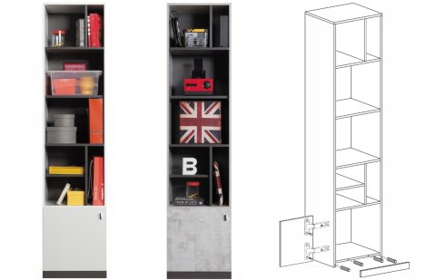 Meblar Regał Meble młodzieżowe TABLO System TA6 -Grafit /Bialy Lux /Atlantic Półki płyta laminowana na książki drobiazgi zabawki Meblar Regał Meble młodzieżowe TABLO System TA6 -Grafit /Bialy Lux /Atlantic Półki płyta laminowana na książki drobiazgi zabawki