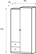 SZAFA DWUDRZWIOWA NA UBRANIA Z SZUFLADAMI TABLO System TA3 Meblar meble młodzieżowe - GRAFIT / ENIGMA LAMINAT obrzeża ABS SZAFA DWUDRZWIOWA NA UBRANIA Z SZUFLADAMI TABLO System TA3 Meblar meble młodzieżowe - GRAFIT / ENIGMA LAMINAT obrzeża ABS