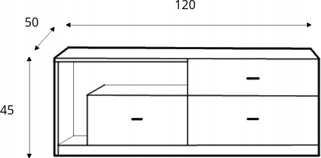 Meblar Szafka RTV niska Komoda TABLO System TA8 - Grafit / Biały Lux / Atlantic Meblar Szafka RTV niska Komoda TABLO System TA8 - Grafit / Biały Lux / Atlantic