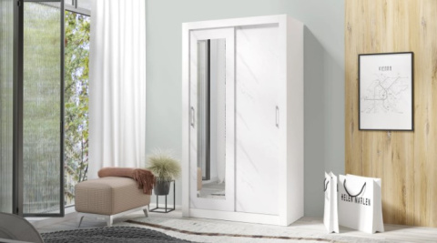 SZAFA DWUDRZWIOWA Z LUSTREM MEBLAR BIAŁY LUX / MARMUR BIANCO IN BOX INBX120 SZAFA DWUDRZWIOWA Z LUSTREM MEBLAR BIAŁY LUX / MARMUR BIANCO IN BOX INBX120