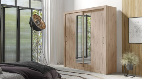 SZAFA Z LUSTREM DĄB ESTANA MEBLAR IN BOX INB200 PŁYTA LAMINOWANA DRZWI PRZESUWNE DRĄŻKI PÓŁKI DO SYPIALNI PRZEDPOKOJU POKOJU SZAFA Z LUSTREM DĄB ESTANA MEBLAR IN BOX INB200 PŁYTA LAMINOWANA DRZWI PRZESUWNE DRĄŻKI PÓŁKI DO SYPIALNI PRZEDPOKOJU POKOJU