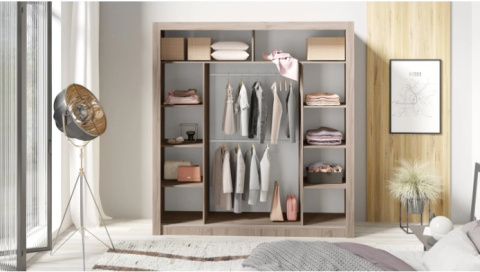 SZAFA Z LUSTREM DĄB ESTANA MEBLAR IN BOX INB200 PŁYTA LAMINOWANA DRZWI PRZESUWNE DRĄŻKI PÓŁKI DO SYPIALNI PRZEDPOKOJU POKOJU SZAFA Z LUSTREM DĄB ESTANA MEBLAR IN BOX INB200 PŁYTA LAMINOWANA DRZWI PRZESUWNE DRĄŻKI PÓŁKI DO SYPIALNI PRZEDPOKOJU POKOJU