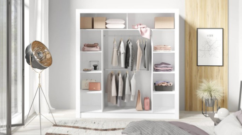 SZAFA Z LUSTRAMI DWUDRZWIOWA IN BOX INB200 Meblar BIAŁA / MARMUR BIANCO NA UBRANIA SZAFA Z LUSTRAMI DWUDRZWIOWA IN BOX INB200 Meblar BIAŁA / MARMUR BIANCO NA UBRANIA