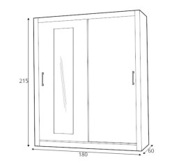 SZAFA Z LUSTREM DWUDRZWIOWA IN BOX INBX180 Meblar DĄB ESTANA UBRANIOWA DO POKOJU SYPIALNI PRZEDPOKOJU