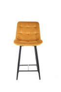 SIGNAL PÓŁHOKER CHIC H-2 VELVET CZARNY STELAŻ / CURRY BLUVEL 68 - tapicerowane żółte krzesło barowe, nogi metalowe czane matowe