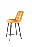SIGNAL PÓŁHOKER CHIC H-2 VELVET CZARNY STELAŻ / CURRY BLUVEL 68 - tapicerowane żółte krzesło barowe, nogi metalowe czane matowe