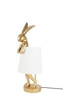 LAMPA STOŁOWA NOCNA RABBIT 50 cm ZŁOTA / BIAŁY KLOSZ LNIANY E14 LAMPA BIURKOWA Kare Design KARE