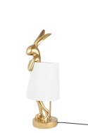 LAMPA STOŁOWA NOCNA RABBIT 50 cm ZŁOTA / BIAŁY KLOSZ LNIANY E14 LAMPA BIURKOWA Kare Design KARE