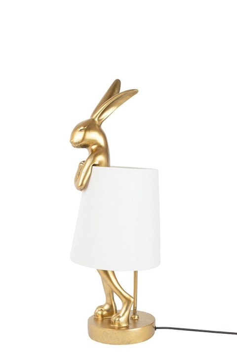 LAMPA STOŁOWA NOCNA RABBIT 50 cm ZŁOTA / BIAŁY KLOSZ LNIANY E14 LAMPA BIURKOWA Kare Design KARE LAMPA STOŁOWA NOCNA RABBIT 50 cm ZŁOTA / BIAŁY KLOSZ LNIANY E14 LAMPA BIURKOWA Kare Design KARE