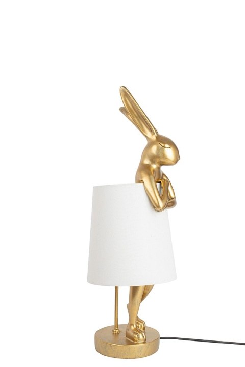 LAMPA STOŁOWA NOCNA RABBIT 50 cm ZŁOTA / BIAŁY KLOSZ LNIANY E14 LAMPA BIURKOWA Kare Design KARE LAMPA STOŁOWA NOCNA RABBIT 50 cm ZŁOTA / BIAŁY KLOSZ LNIANY E14 LAMPA BIURKOWA Kare Design KARE