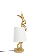 LAMPA STOŁOWA NOCNA RABBIT 50 cm ZŁOTA / BIAŁY KLOSZ LNIANY E14 LAMPA BIURKOWA Kare Design KARE