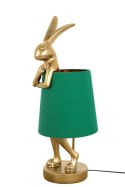 LAMPA STOŁOWA BIURKOWA NOCNA RABBIT 68 cm tworzywo ZŁOTO - ZIELONA abażur lniany E14 Kare Design KARE KRÓLICZEK