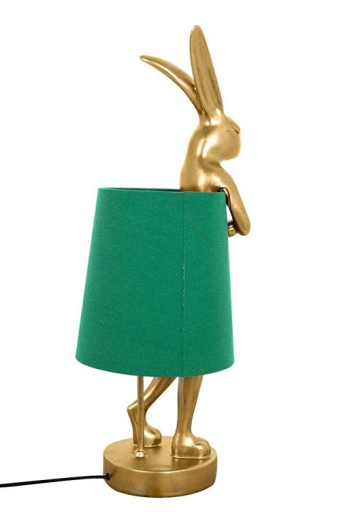 LAMPA STOŁOWA BIURKOWA NOCNA RABBIT 68 cm tworzywo ZŁOTO - ZIELONA abażur lniany E14 Kare Design KARE KRÓLICZEK LAMPA STOŁOWA BIURKOWA NOCNA RABBIT 68 cm tworzywo ZŁOTO - ZIELONA abażur lniany E14 Kare Design KARE KRÓLICZEK