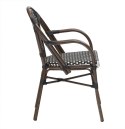 KRZESŁO Z PODŁOKIETNIKAMI CAFE PARIS King Home brązowe rattan WIKLINA SYNTETYCZNA ALUMINIUM DO WNĘTRZ I NA ZEWNĄTRZ