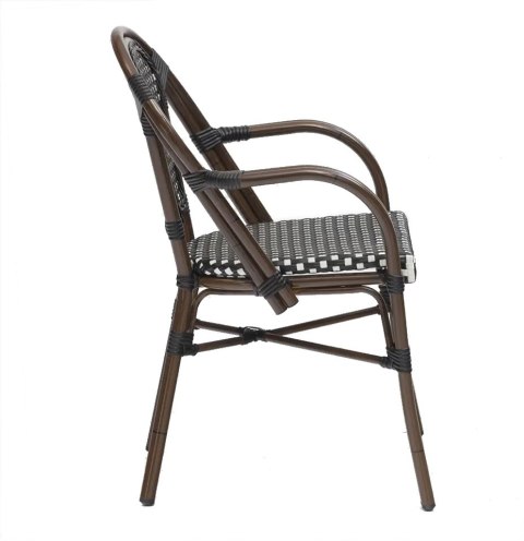 KRZESŁO Z PODŁOKIETNIKAMI CAFE PARIS King Home brązowe rattan WIKLINA SYNTETYCZNA ALUMINIUM DO WNĘTRZ I NA ZEWNĄTRZ KRZESŁO Z PODŁOKIETNIKAMI CAFE PARIS King Home brązowe rattan WIKLINA SYNTETYCZNA ALUMINIUM DO WNĘTRZ I NA ZEWNĄTRZ