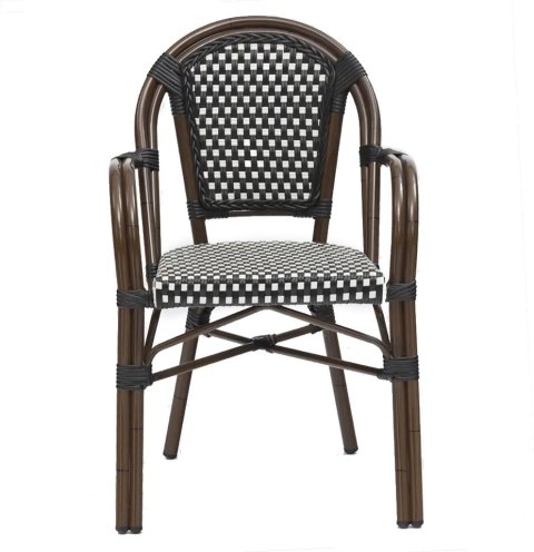 KRZESŁO Z PODŁOKIETNIKAMI CAFE PARIS King Home brązowe rattan WIKLINA SYNTETYCZNA ALUMINIUM DO WNĘTRZ I NA ZEWNĄTRZ KRZESŁO Z PODŁOKIETNIKAMI CAFE PARIS King Home brązowe rattan WIKLINA SYNTETYCZNA ALUMINIUM DO WNĘTRZ I NA ZEWNĄTRZ