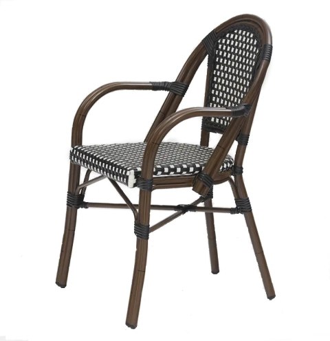 KRZESŁO Z PODŁOKIETNIKAMI CAFE PARIS King Home brązowe rattan WIKLINA SYNTETYCZNA ALUMINIUM DO WNĘTRZ I NA ZEWNĄTRZ KRZESŁO Z PODŁOKIETNIKAMI CAFE PARIS King Home brązowe rattan WIKLINA SYNTETYCZNA ALUMINIUM DO WNĘTRZ I NA ZEWNĄTRZ