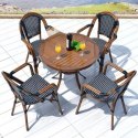 KRZESŁO Z PODŁOKIETNIKAMI CAFE PARIS King Home brązowe rattan WIKLINA SYNTETYCZNA ALUMINIUM DO WNĘTRZ I NA ZEWNĄTRZ