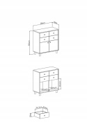 KOMODA MŁODZIEŻOWA MEBLAR FARO System FR10 - Biały Lux / Dąb Artisan / Szary 4 SZUFLADY DRZWI DLA DZIECKA NASTOLATKA DO SALONU KOMODA MŁODZIEŻOWA MEBLAR FARO System FR10 - Biały Lux / Dąb Artisan / Szary 4 SZUFLADY DRZWI DLA DZIECKA NASTOLATKA DO SALONU