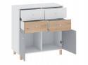 KOMODA MŁODZIEŻOWA MEBLAR FARO System FR10 - Biały Lux / Dąb Artisan / Szary 4 SZUFLADY DRZWI DLA DZIECKA NASTOLATKA DO SALONU KOMODA MŁODZIEŻOWA MEBLAR FARO System FR10 - Biały Lux / Dąb Artisan / Szary 4 SZUFLADY DRZWI DLA DZIECKA NASTOLATKA DO SALONU