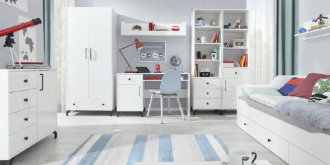 ŁÓŻKO MŁODZIEŻOWE Z SZUFLADAMI BERGEN System BE13 - Biały Lux / Biały wysoki połysk laminat fronty pokryte akrylem 90x200 ŁÓŻKO MŁODZIEŻOWE Z SZUFLADAMI BERGEN System BE13 - Biały Lux / Biały wysoki połysk laminat fronty pokryte akrylem 90x200