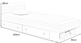 ŁÓŻKO MEBLAR PIXEL PX14 - Dąb biszkoptowy / Biały lux /Szary łóżko młodzieżowe z szufladami z płyty laminowanej pokój nastolatka