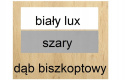 Meblar Szafa PIXEL PX1 -Dąb biszkoptowy Biały lux Szary -szafa młodzieżowa z półkami i szufladami - nastolatka- płyta laminowana