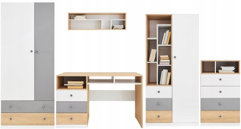 Meblar PIXEL PX11 - szafka rtv komoda niska Dąb biszkoptowy /Biały lux / Szary - do pokoju nastolatka - z płyty laminowanej Meblar PIXEL PX11 - szafka rtv komoda niska Dąb biszkoptowy /Biały lux / Szary - do pokoju nastolatka - z płyty laminowanej