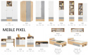 PÓŁKA Meblar PIXEL PX13 - Dąb biszkoptowy /Biały lux / Szary -młodzieżowa półka wisząca z płyty laminowanej do pokoju nastolatka PÓŁKA Meblar PIXEL PX13 - Dąb biszkoptowy /Biały lux / Szary -młodzieżowa półka wisząca z płyty laminowanej do pokoju nastolatka