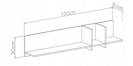 Meblar Półka wisząca z przegródkami SANTIAGO System SN12 - Dąb Biszkoptowy Meble młodzieżowe 150x25/30