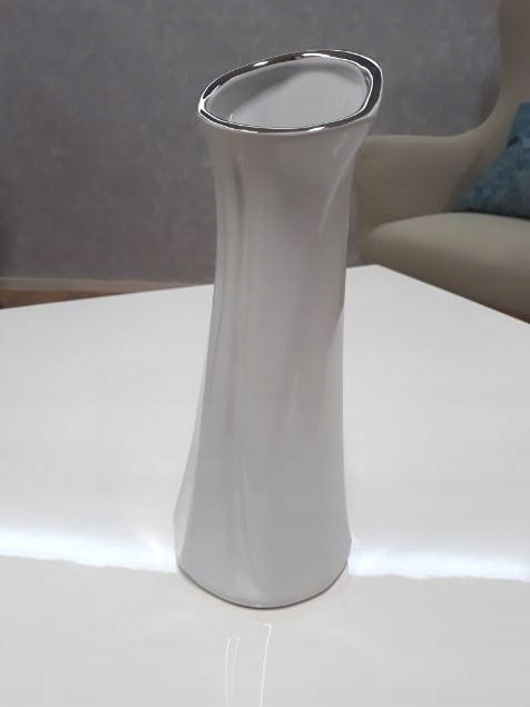 OUTLET Forte AZ-CE-C103 Wazon biało-srebrny OUTLET Forte AZ-CE-C103 Wazon biało-srebrny