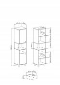 REGAŁ MŁODZIEŻOWY MEBLAR FARO System FR5 - Biały Lux / Dąb Artisan / Szary drzwi szuflada dla dziecka nastolatka do salonu REGAŁ MŁODZIEŻOWY MEBLAR FARO System FR5 - Biały Lux / Dąb Artisan / Szary drzwi szuflada dla dziecka nastolatka do salonu
