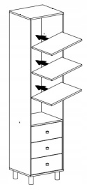 REGAŁ MŁODZIEŻOWY WĄSKI MEBLAR FARO System FR7 - Biały Lux / Dąb Artisan / Szary