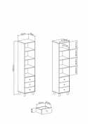 REGAŁ MŁODZIEŻOWY WĄSKI MEBLAR FARO System FR7 - Biały Lux / Dąb Artisan / Szary