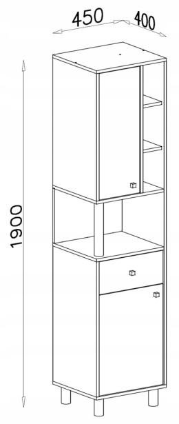 REGAŁ MODZIEŻOWY MEBLAR FARO System FR6 - Biały Lux / Dąb Artisan / Szary