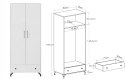 SZAFA MŁODZIEŻOWA UBRANIOWA MEBLAR Bergen System BE1 - Biały Lux / Biały wysoki połysk DWUDRZWIOWA Z SZUFLADĄ