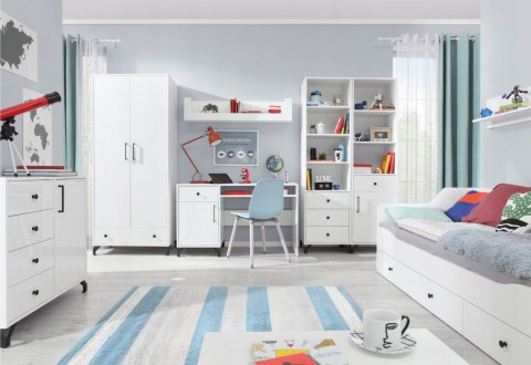 SZAFA MŁODZIEŻOWA UBRANIOWA MEBLAR Bergen System BE1 - Biały Lux / Biały wysoki połysk DWUDRZWIOWA Z SZUFLADĄ SZAFA MŁODZIEŻOWA UBRANIOWA MEBLAR Bergen System BE1 - Biały Lux / Biały wysoki połysk DWUDRZWIOWA Z SZUFLADĄ