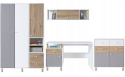 SZAFA MŁODZIEŻOWA MEBLAR FARO System FR3 - Biały Lux / Dąb Artisan / Szary DWUDRZWIOWA Z SZUFLADĄ PÓŁKI DRĄŻEK NA WIESZAKI SZAFA MŁODZIEŻOWA MEBLAR FARO System FR3 - Biały Lux / Dąb Artisan / Szary DWUDRZWIOWA Z SZUFLADĄ PÓŁKI DRĄŻEK NA WIESZAKI