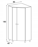 SZAFA NAROŻNA MŁODZIEŻOWA MEBLAR FARO System FR2 L/P - Biały Lux / Dąb Artisan / Szary PÓŁKI DWA DRĄŻKI DO WIESZANIA UBRAŃ