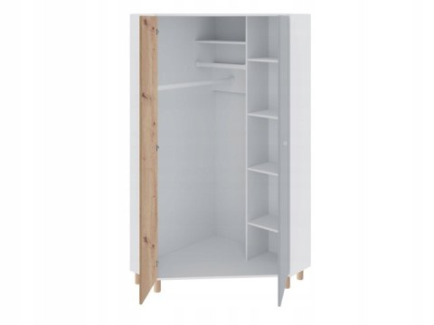 SZAFA NAROŻNA MŁODZIEŻOWA MEBLAR FARO System FR2 L/P - Biały Lux / Dąb Artisan / Szary PÓŁKI DWA DRĄŻKI DO WIESZANIA UBRAŃ SZAFA NAROŻNA MŁODZIEŻOWA MEBLAR FARO System FR2 L/P - Biały Lux / Dąb Artisan / Szary PÓŁKI DWA DRĄŻKI DO WIESZANIA UBRAŃ