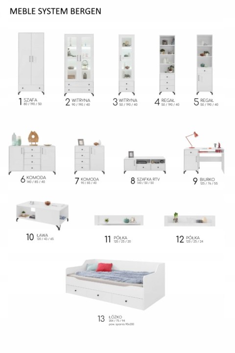 BIURKO MŁODZIEŻOWE MEBLAR Bergen System BE9 - Biały Lux / Biały wysoki połysk płyta laminowana z szufladą i szafką BIURKO MŁODZIEŻOWE MEBLAR Bergen System BE9 - Biały Lux / Biały wysoki połysk płyta laminowana z szufladą i szafką