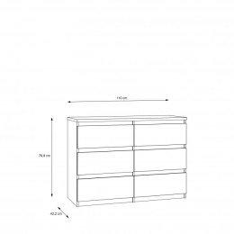 Forte CHELSEA CHLK24-D78 Komoda 6 szuflad Dąb Artisan
